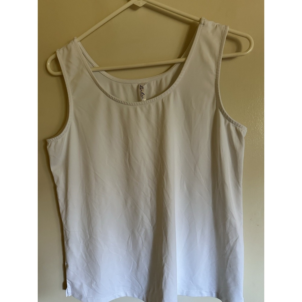 Lulu B Sleeveless Top Medium White Tank Summer Office Dressy Base Layer EC